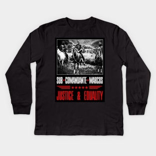 Subcomandante Marcos - Justice & Equality Kids Long Sleeve T-Shirt